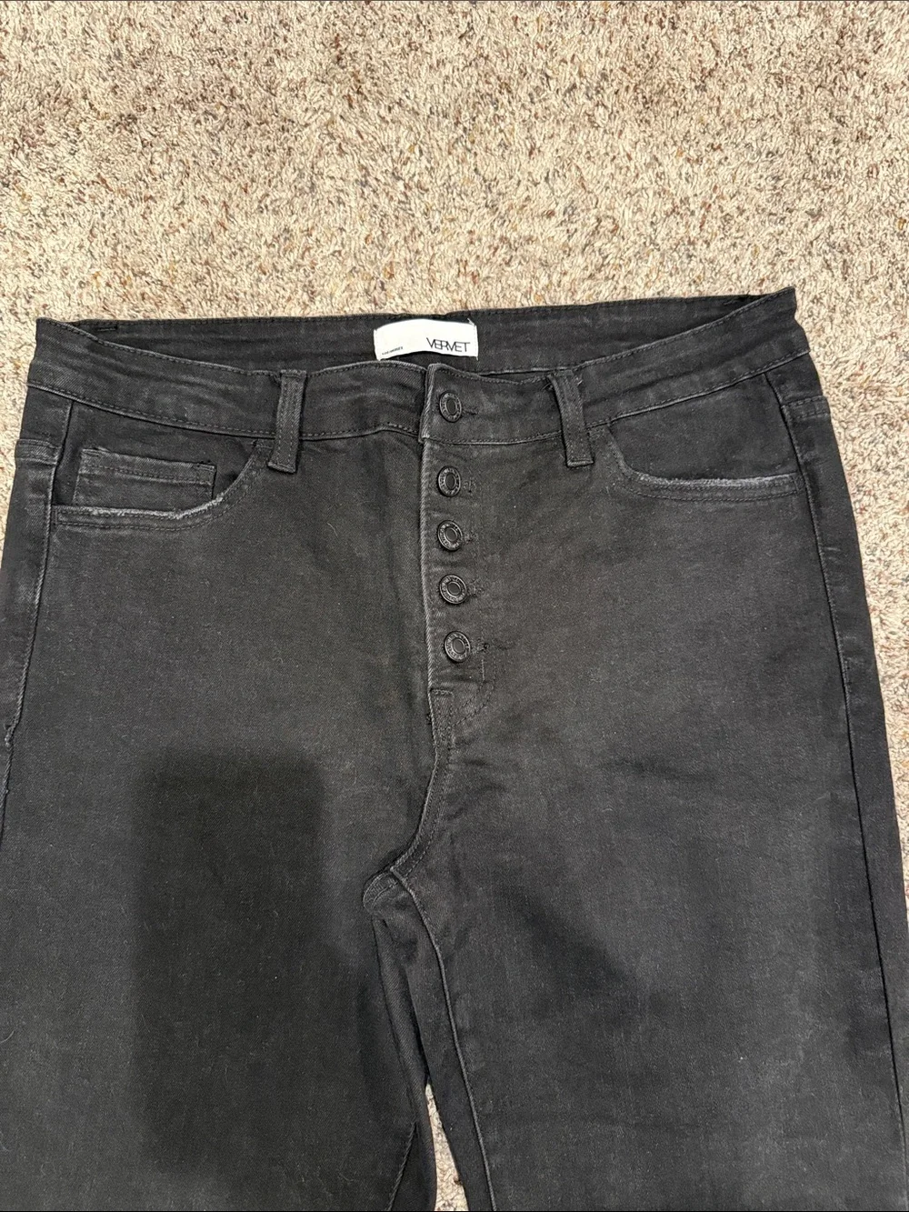 VERVET Black Button-Fly High Rise Jeans - Picture 2 of 8